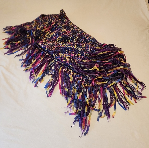SHAWL HANDMADE - MULTICOLOR RIBBON WOVEN - GORGEOUS AND UNIQUE - Picture 10 of 11